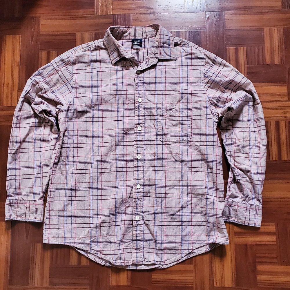 Levi's Beige and Blue Plaid Button Down Shirt